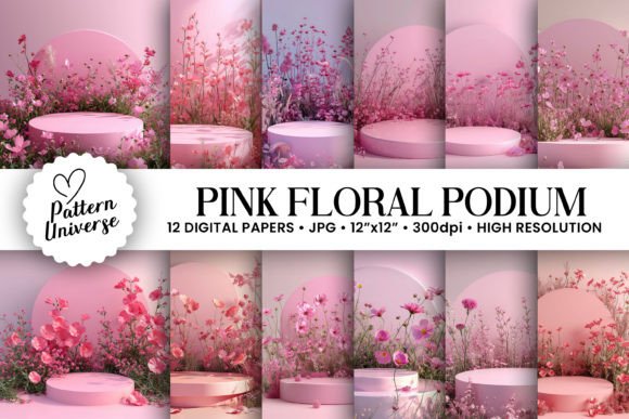 12 Pink Floral Podium Backgrounds: Versatile Designs for Creators