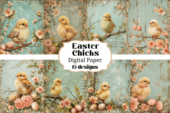 15 Easter Chicks Flowers Backgrounds for Spring Projects