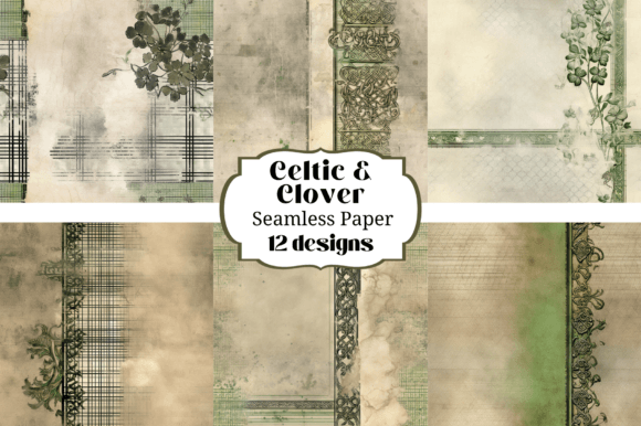 Celtic & Clover Distressed Backgrounds for Digital Crafts