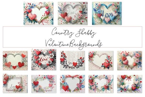 Country Shabby Valentine Backgrounds for Rustic Elegance