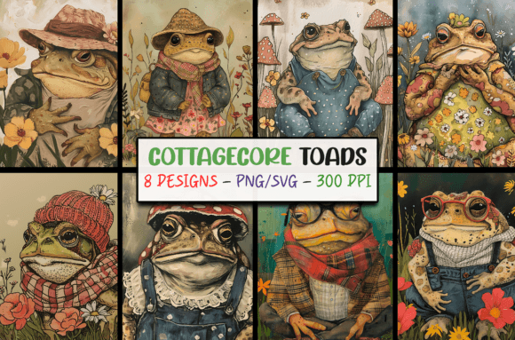 Cute Cottagecore Backgrounds - Toads: Whimsical Design Assets