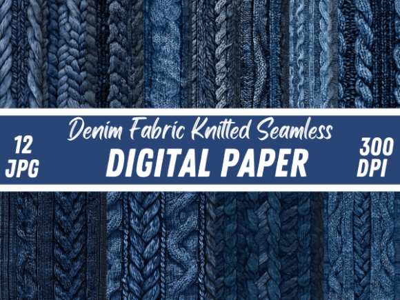 Denim Fabric Knitted Texture Backgrounds for Digital Design