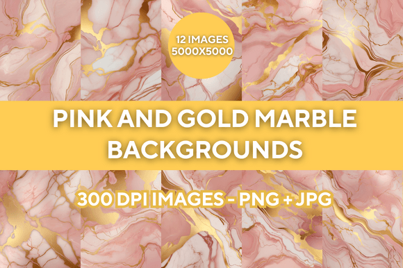 Elevate Your Projects with Pink and Gold Marble Backgrounds Set V2