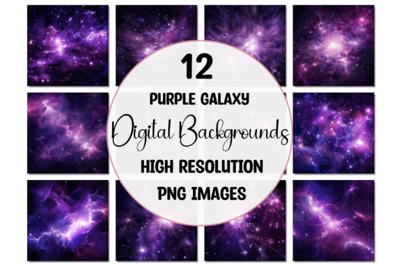 Elevate Your Projects with Purple Galaxy Digital Backgrounds