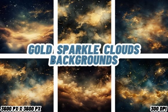 Elevate Your Visuals with Gold Sparkle Clouds Backgrounds