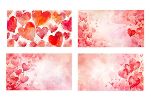 Hearts Watercolor Backgrounds: A Painterly Touch for Valentine's Designs