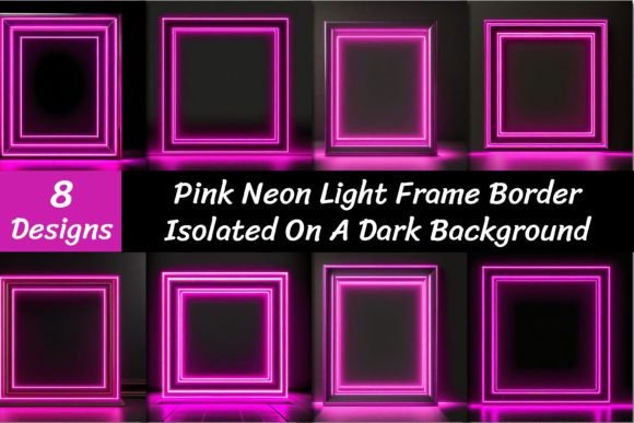 Neon Glow: Elevate Designs with Pink Neon Light Frame Borders