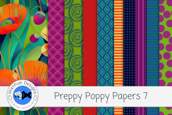Preppy Poppy Digital Paper Backgrounds 7: A Designer's Guide