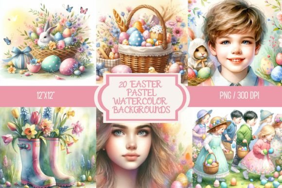 Watercolor Easter Pastel Backgrounds: Design Magic