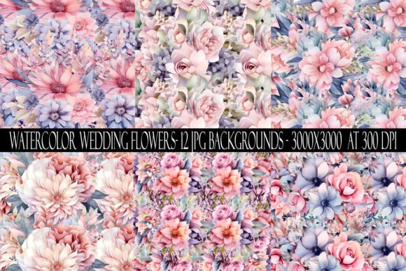 Watercolor Wedding Flower Backgrounds: A Design Asset Collection